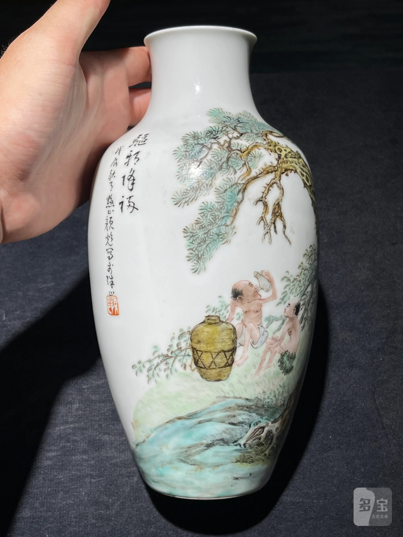 民国 粉彩驱邪降福纹莱菔瓶 - 图4